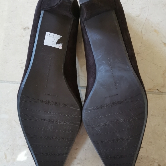 Stuart Weitzman Brown Suede Leather Shoes with Satin - Picture 5 of 5